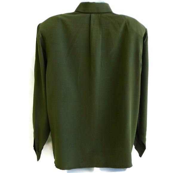 NEW SiLK Leather Real Snake Green Blouse Concealed Buttons Southwest Streetwear - Picture 3 of 12